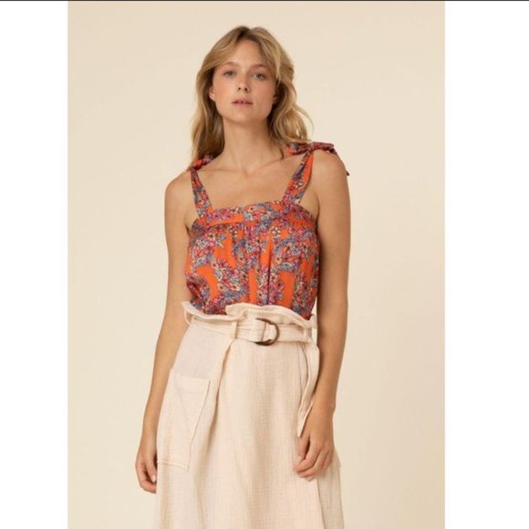 FRNCH Paris Vera Giliola Floral Tie Shoulder Camisole Top Size L - Picture 15 of 15